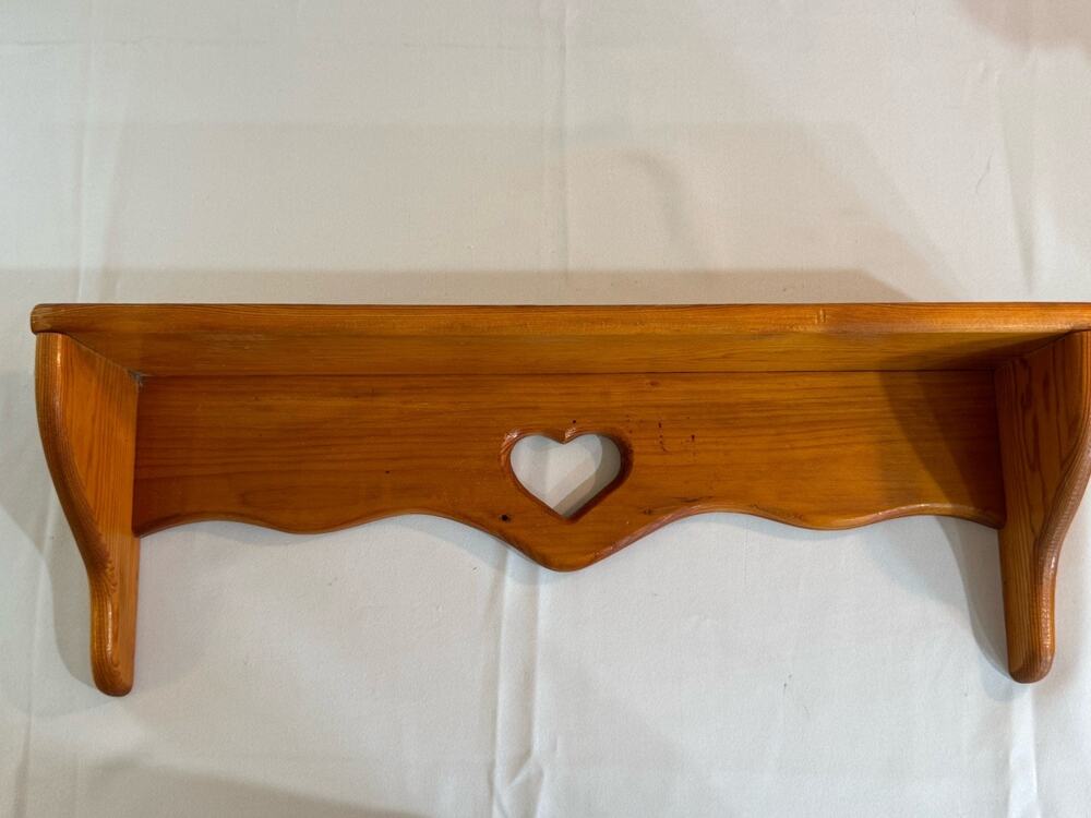 Country Oak Cottage Heart Cut Out Trinket Shelf 24 X 9 X 4.5 Granny Core